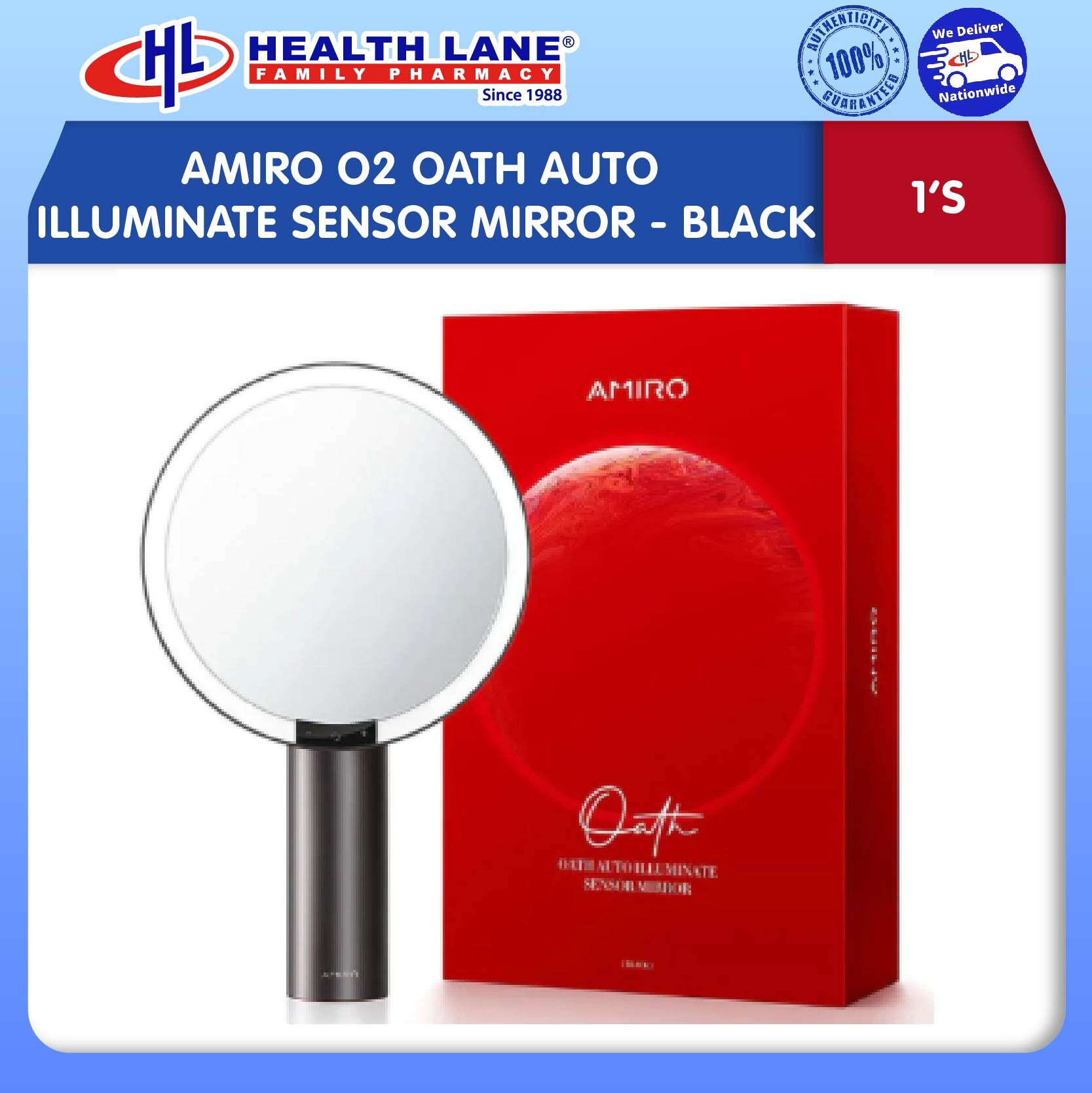 (EAST MALAYSIA) AMIRO O2 OATH AUTO ILLUMINATE SENSOR MIRROR - BLACK